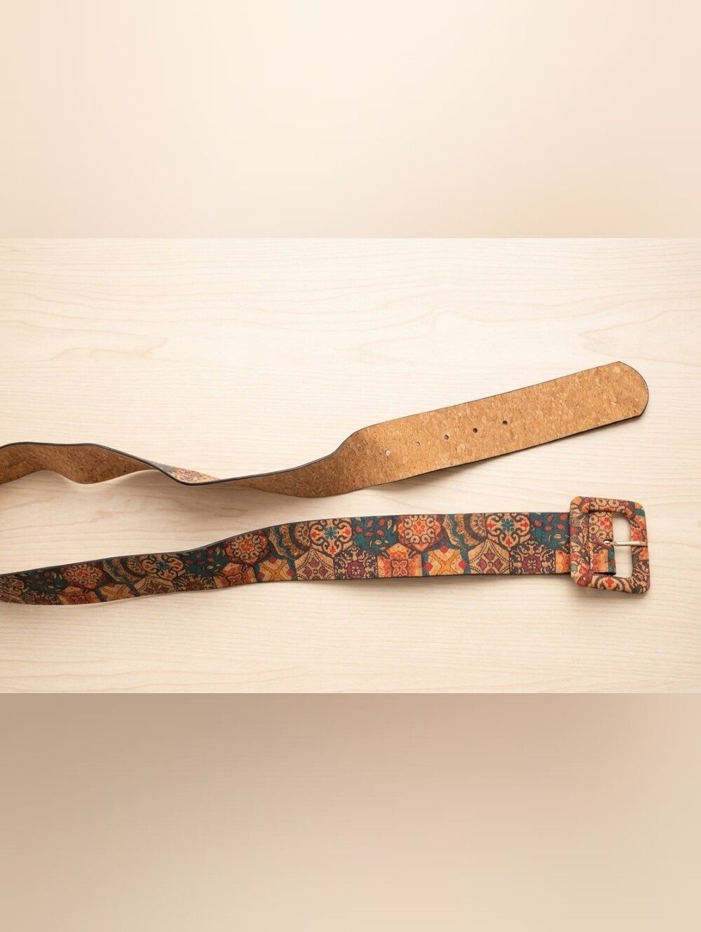 Geometric Pattern Belt in Brown & Orange